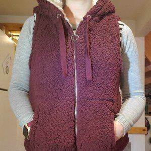 Maroon Fuzzy Vest